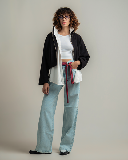 Black Wool Bomber Jacket