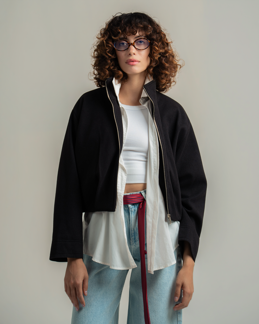 Black Wool Bomber Jacket