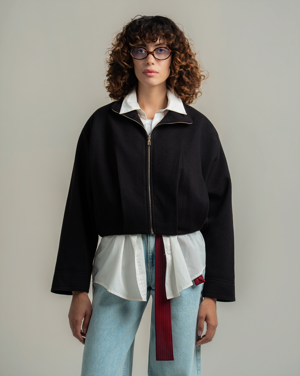Black Wool Bomber Jacket
