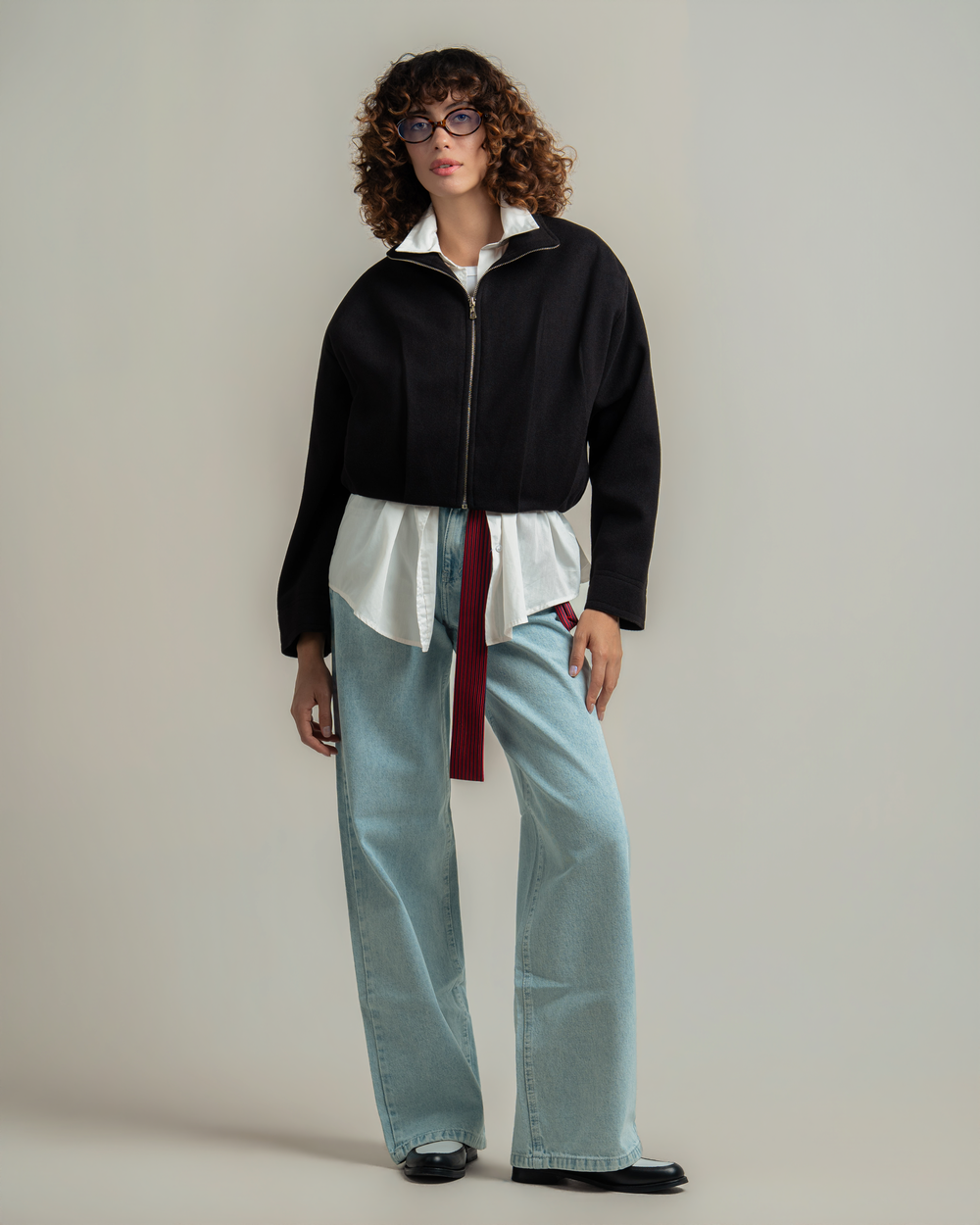Black Wool Bomber Jacket