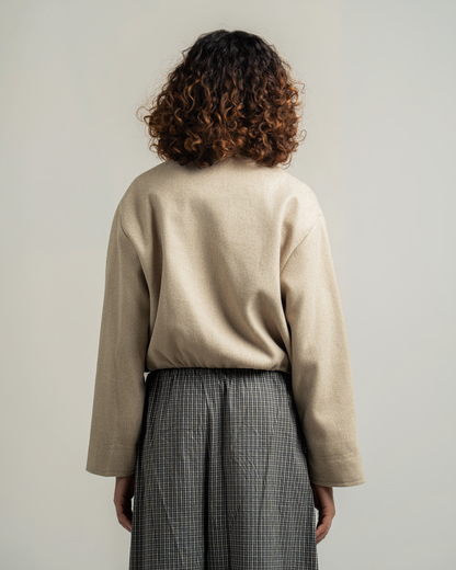 Beige Wool Bomber Jacket