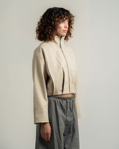 Beige Wool Bomber Jacket