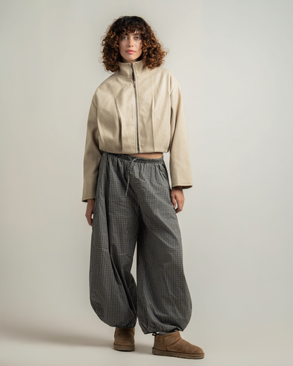 Beige Wool Bomber Jacket
