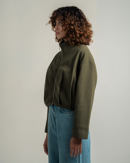 Olive Wool Bomber Jacket