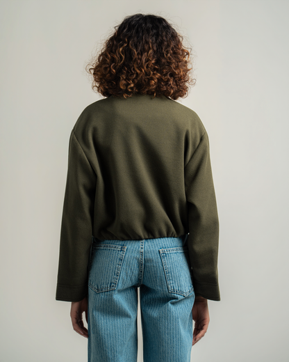 Olive Wool Bomber Jacket
