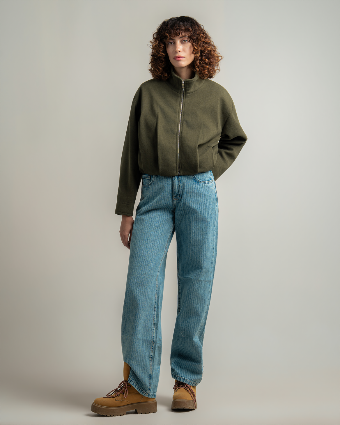 Olive Wool Bomber Jacket