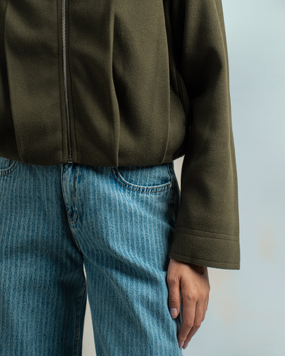 Olive Wool Bomber Jacket