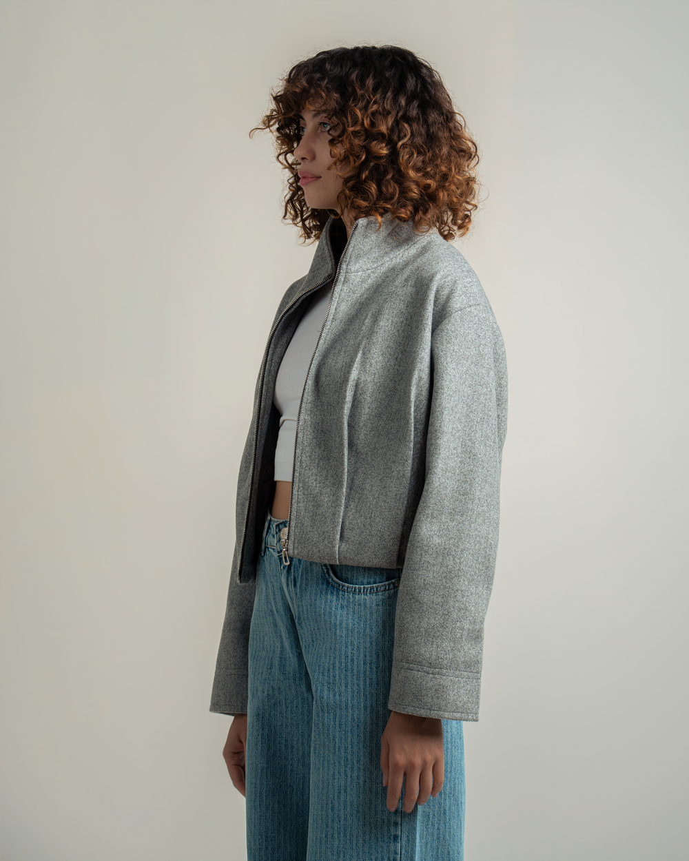 Grey Wool Bomber Jacket