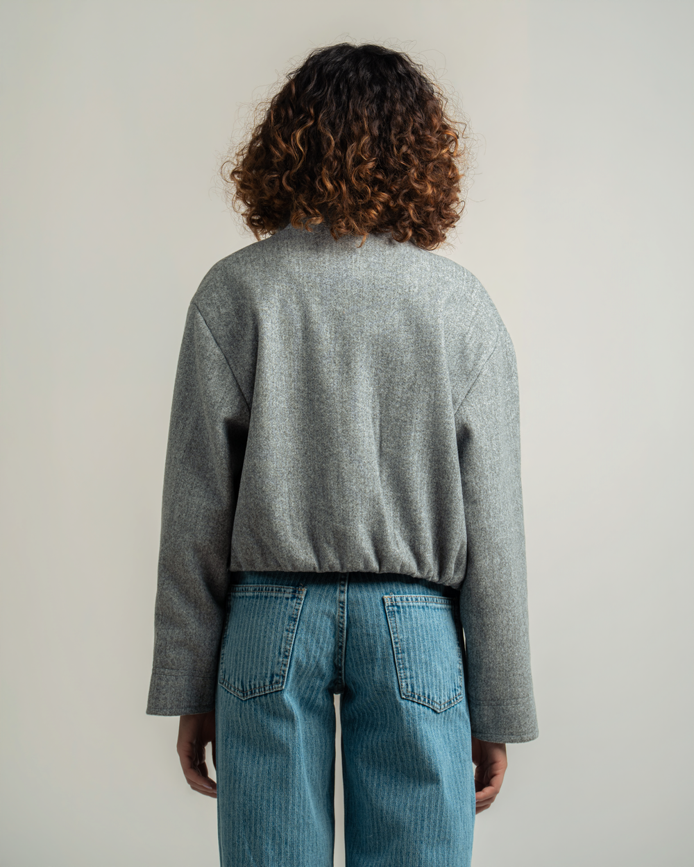 Grey Wool Bomber Jacket