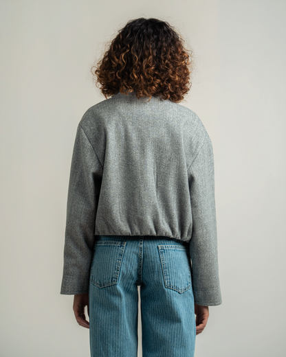 Grey Wool Bomber Jacket