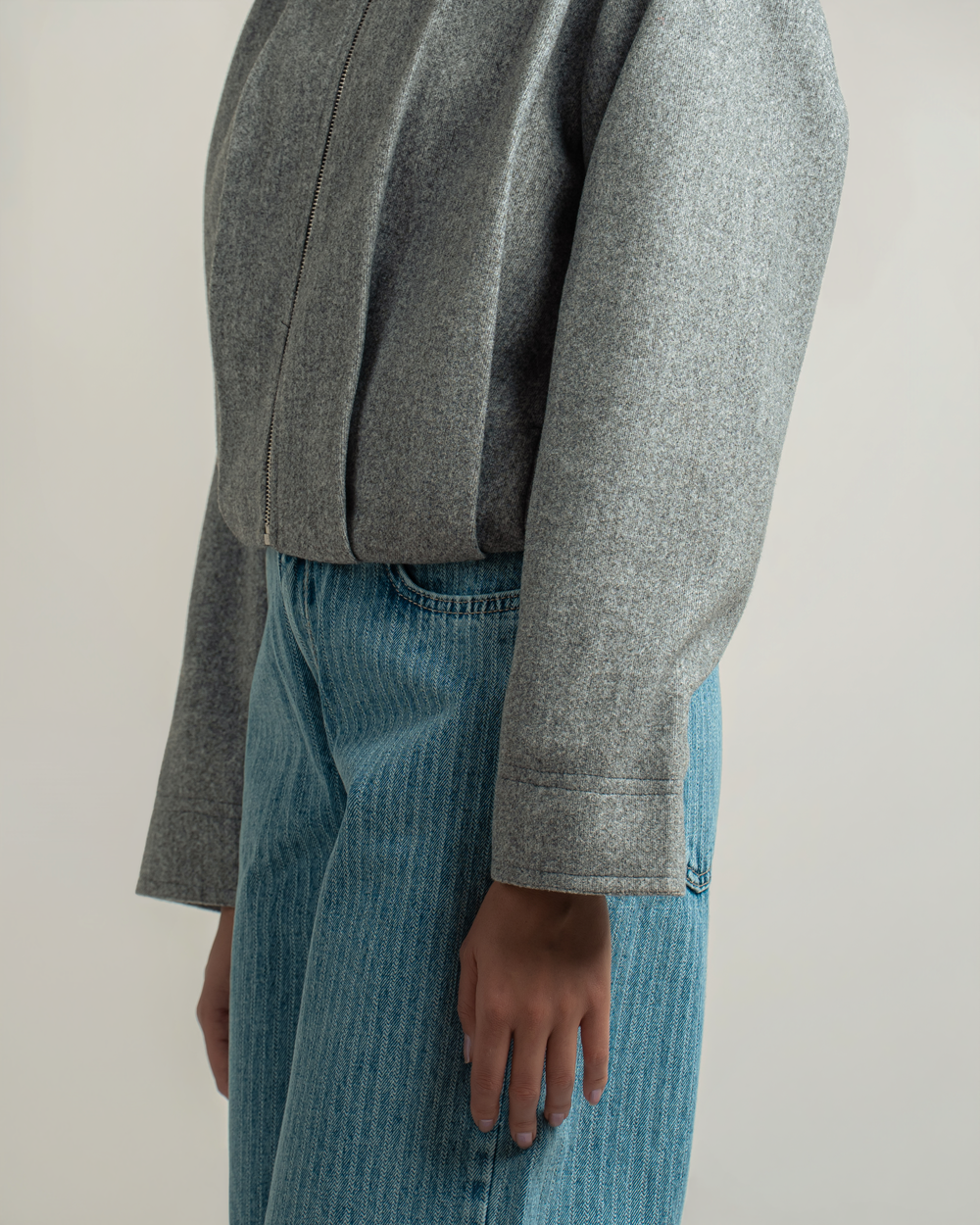 Grey Wool Bomber Jacket