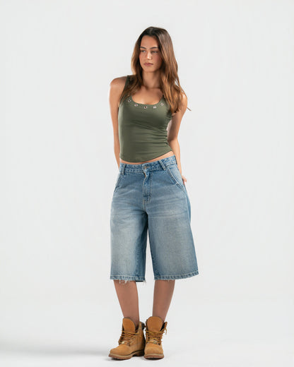 OLIVE STUDDED TANK TOP