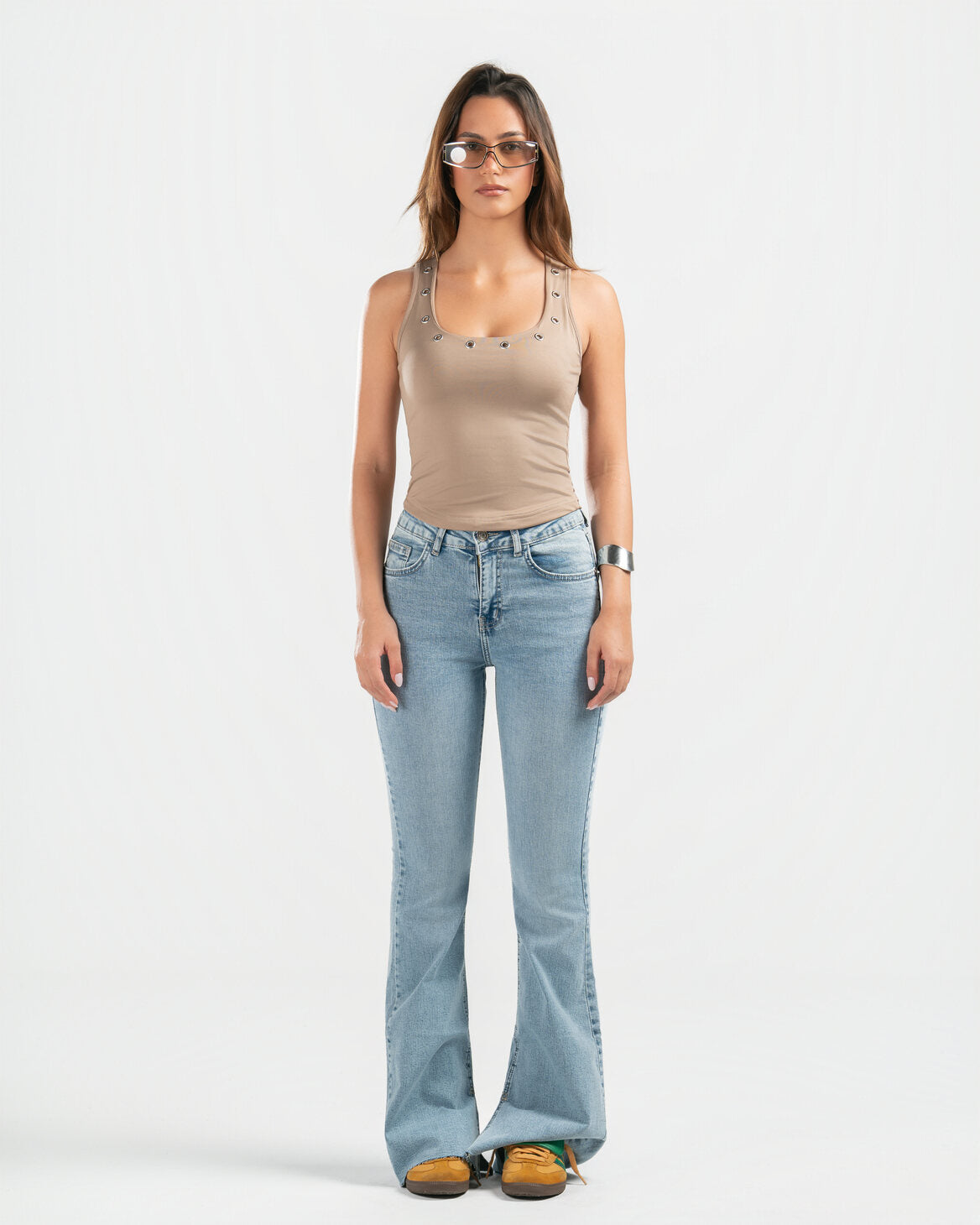 NUDE STUDDED TANK TOP