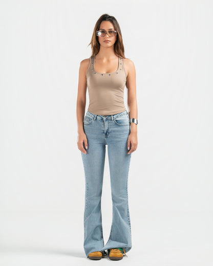 NUDE STUDDED TANK TOP