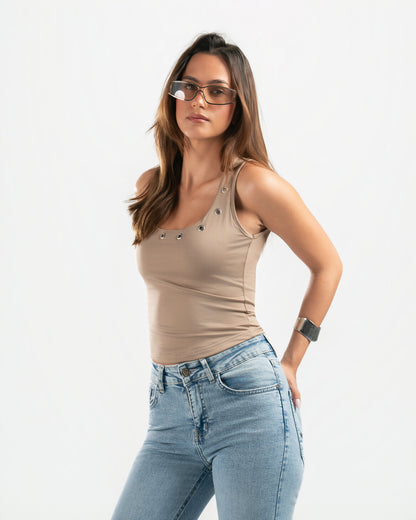 NUDE STUDDED TANK TOP