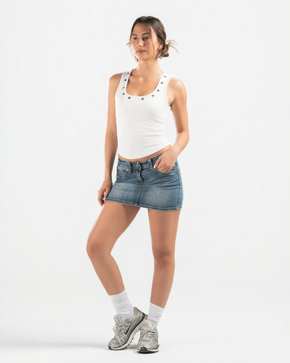 WHITE STUDDED TANK TOP