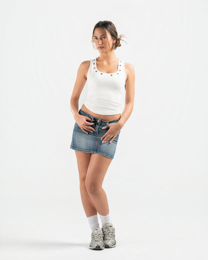 WHITE STUDDED TANK TOP
