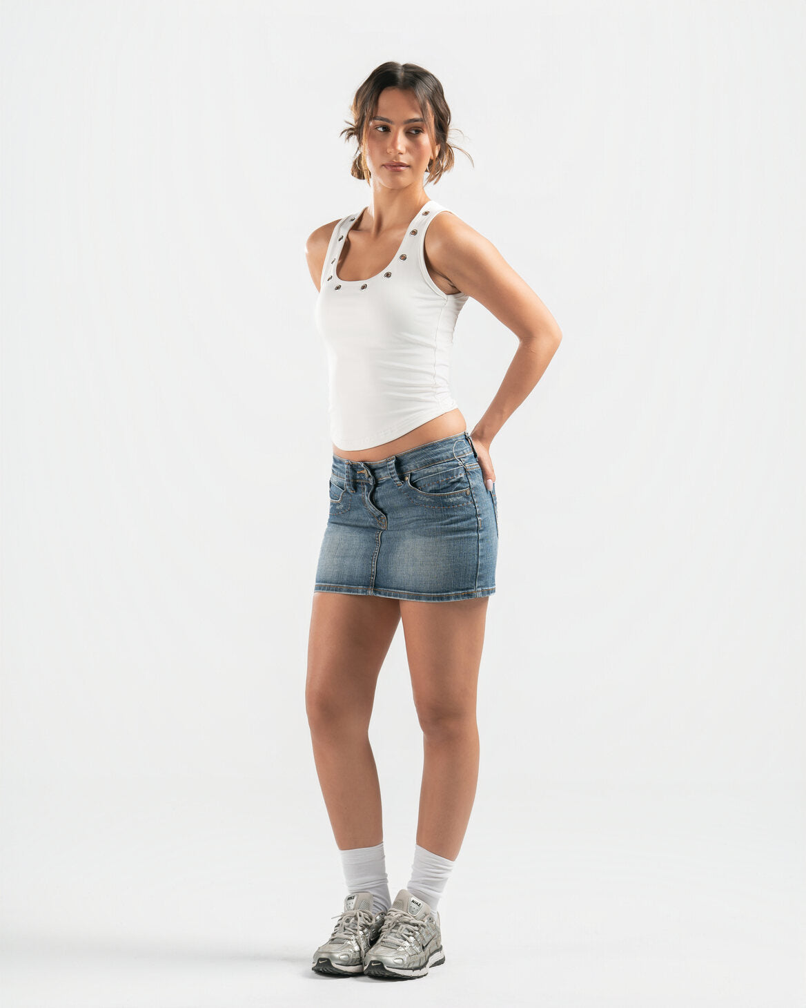 WHITE STUDDED TANK TOP