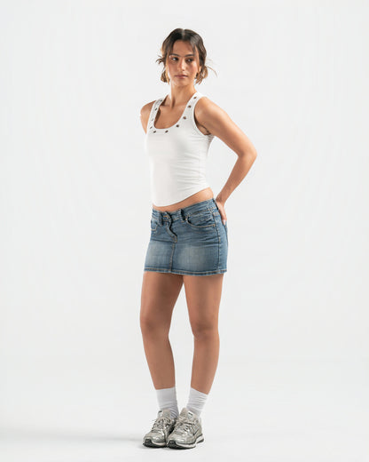 WHITE STUDDED TANK TOP
