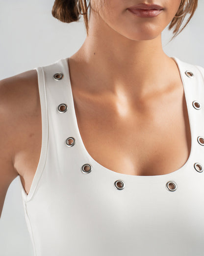WHITE STUDDED TANK TOP