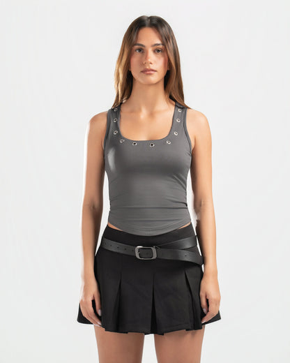 GREY STUDDED TANK TOP