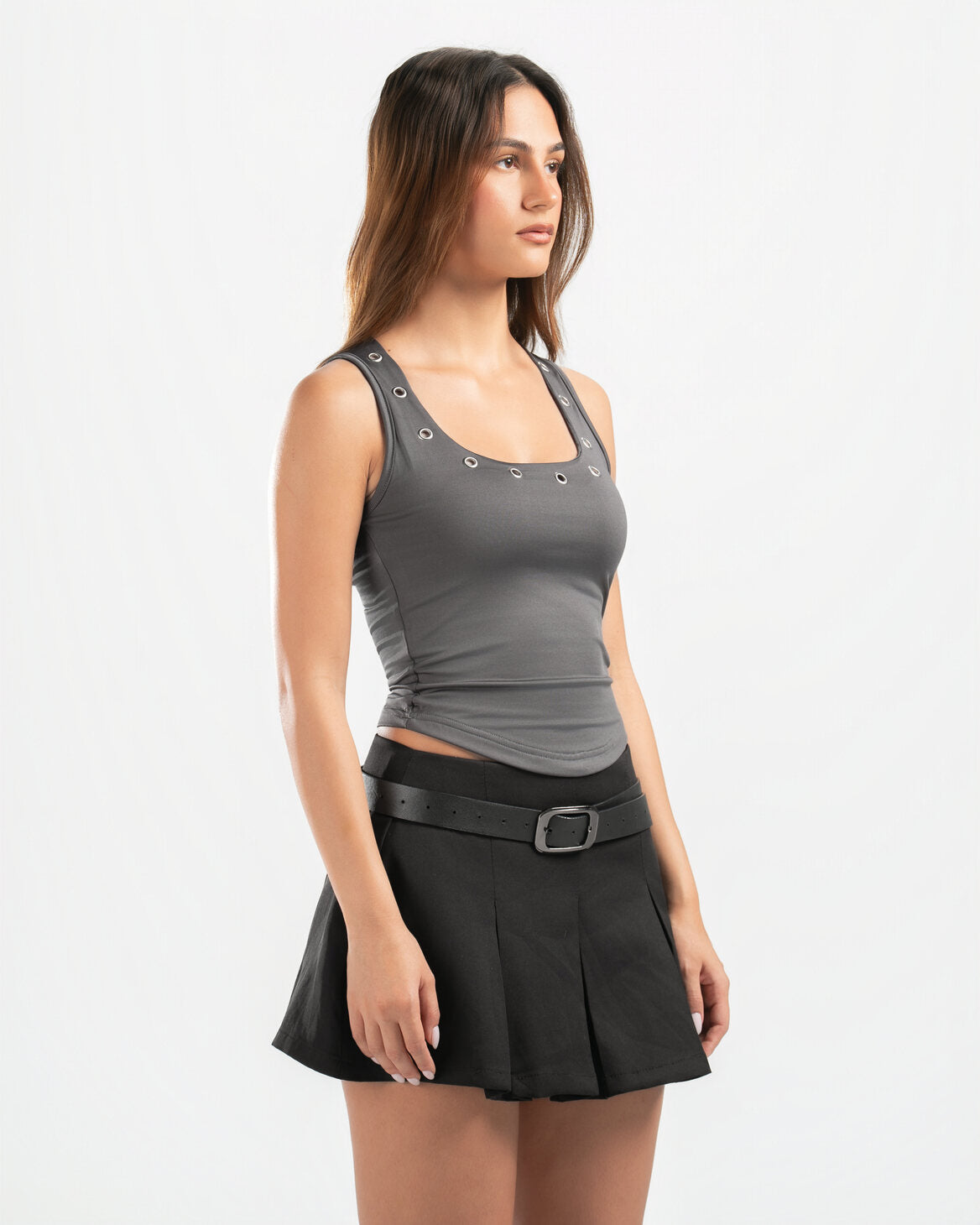 GREY STUDDED TANK TOP