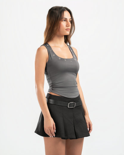 GREY STUDDED TANK TOP