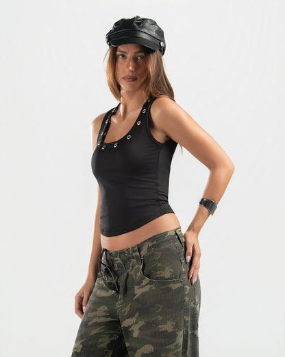 BLACK STUDDED TANK TOP