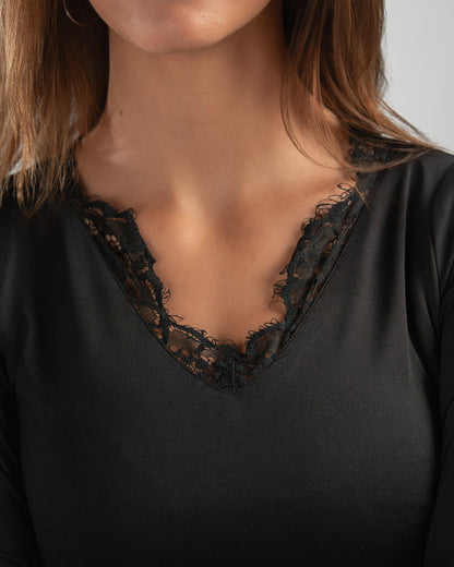 BLACK V LACE TOP