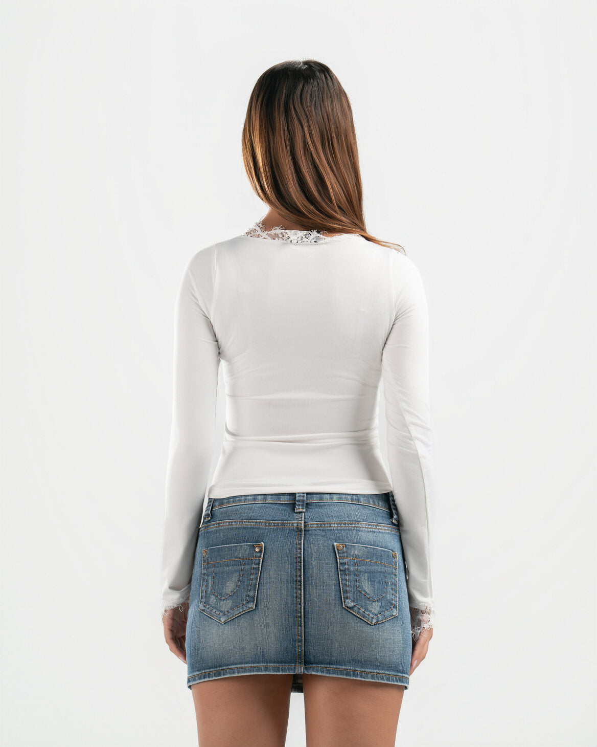 WHITE V LACE TOP