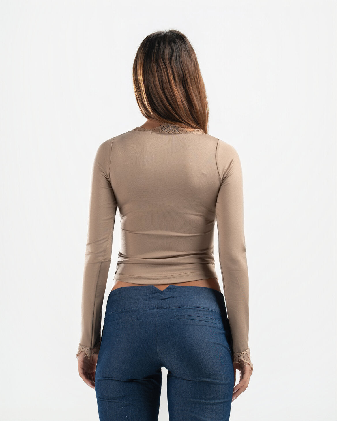 NUDE V LACE TOP