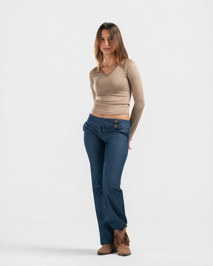 NUDE V LACE TOP