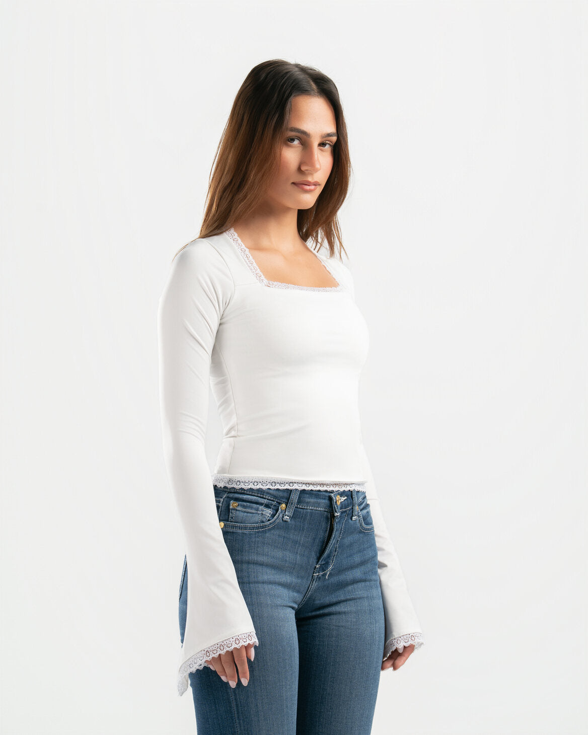 WHITE SQUARE LACE TOP