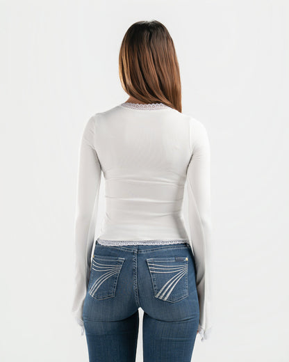 WHITE SQUARE LACE TOP
