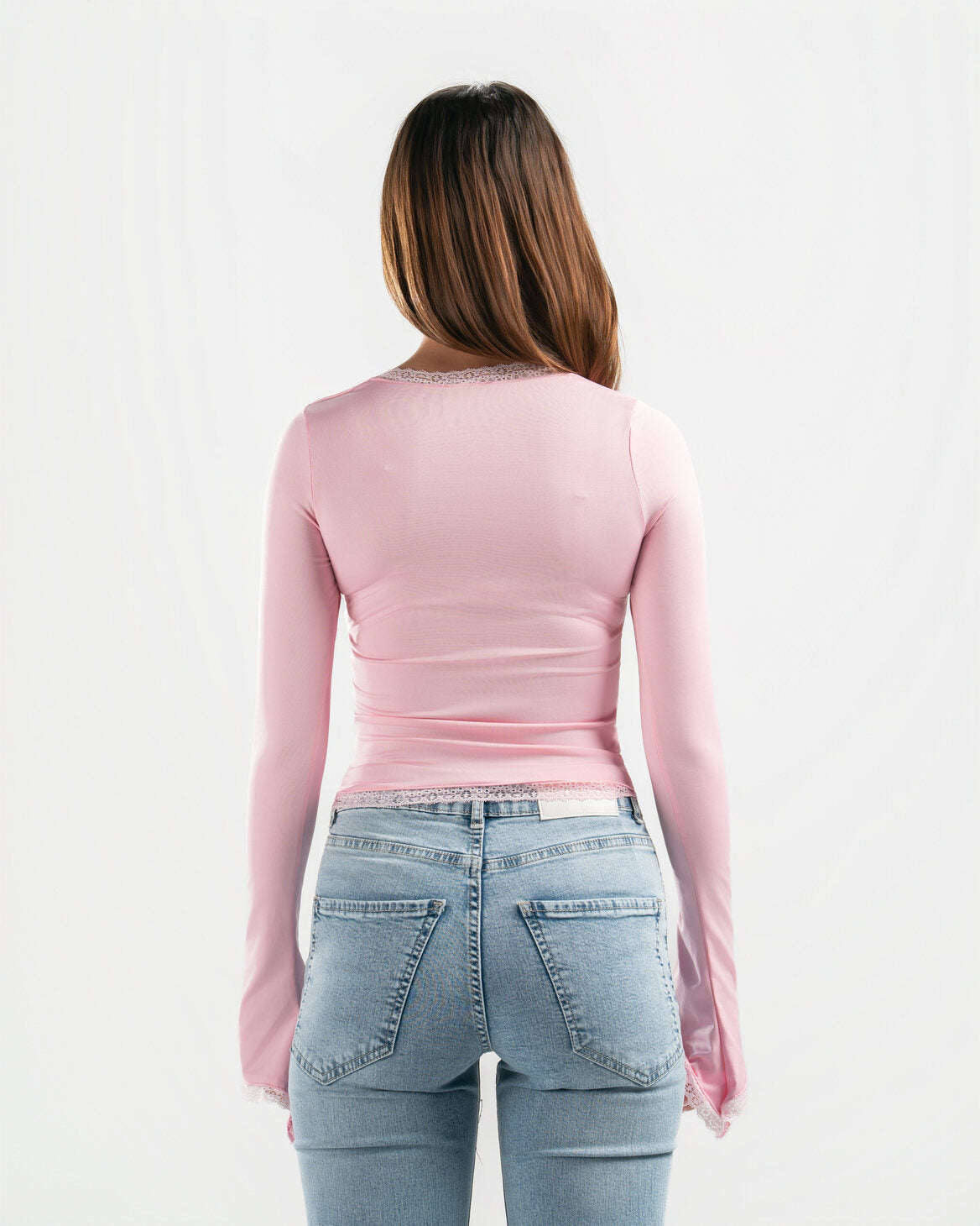 PINK SQUARE LACE TOP