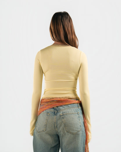 BUTTER YELLOW SQUARE LACE TOP