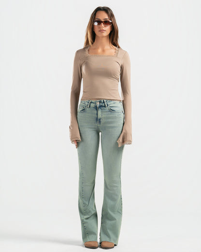 NUDE SQUARE LACE TOP