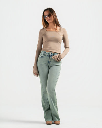 NUDE SQUARE LACE TOP