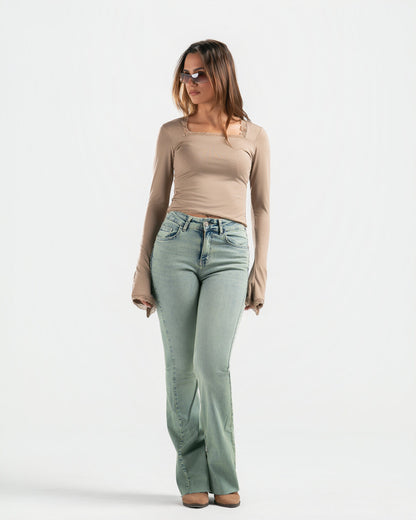 NUDE SQUARE LACE TOP