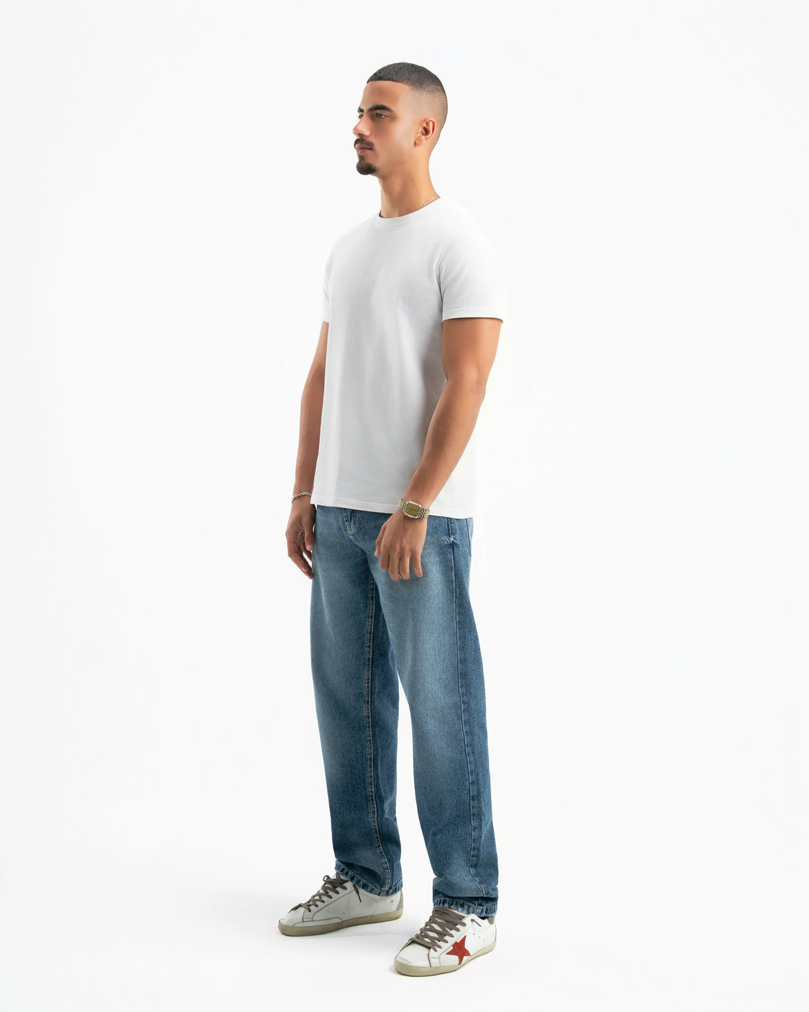 Mid Blue Men Straight Jeans