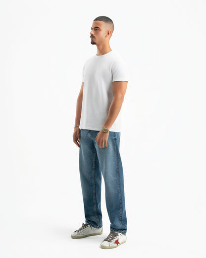 Mid Blue Men Straight Jeans
