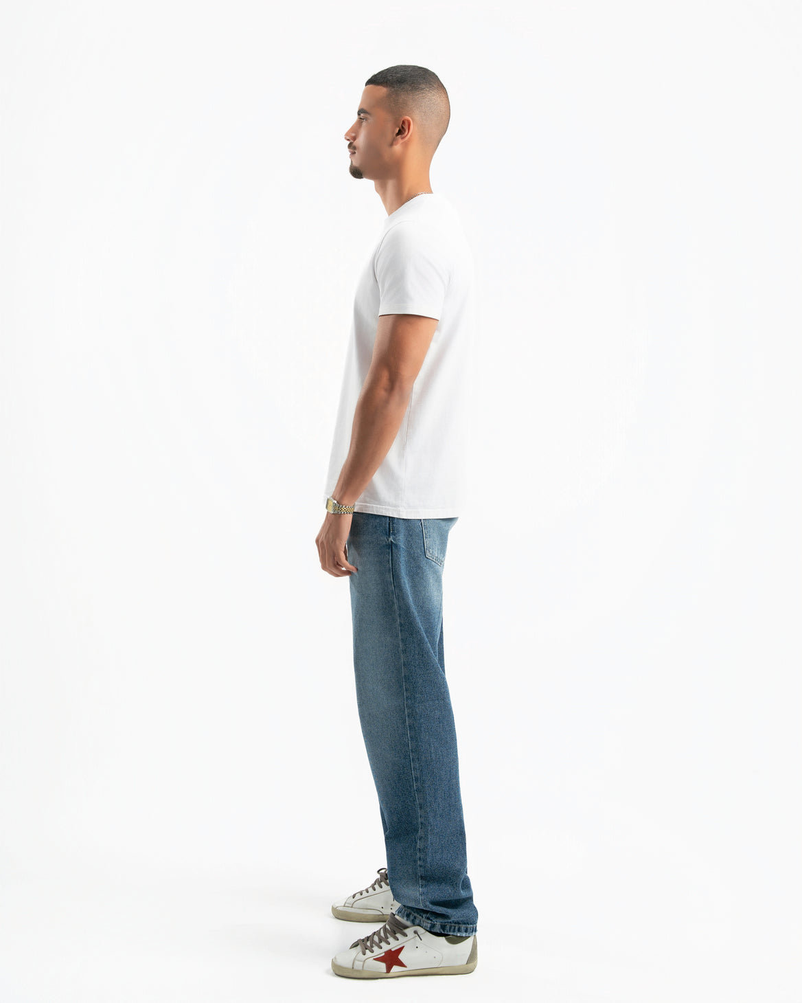 Mid Blue Men Straight Jeans