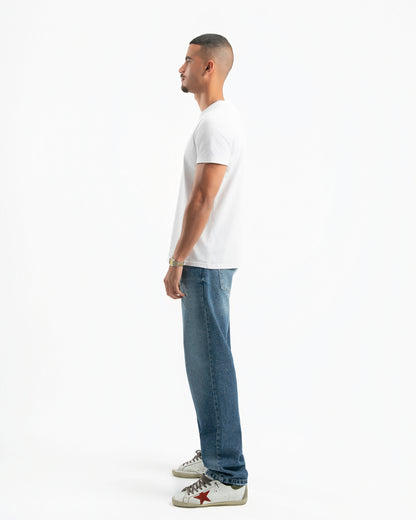 Mid Blue Men Straight Jeans