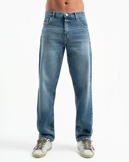Mid Blue Men Straight Jeans
