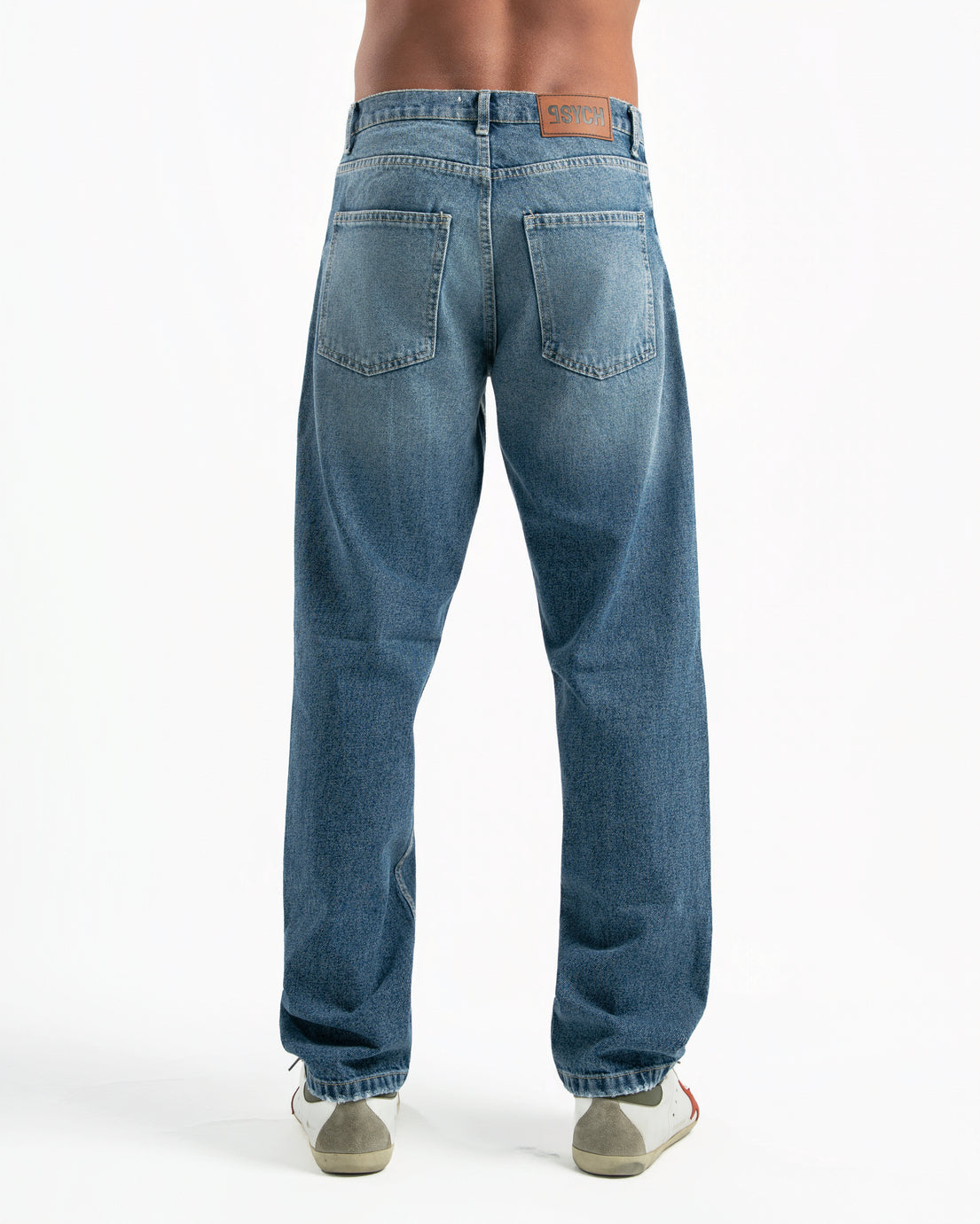 Mid Blue Men Straight Jeans
