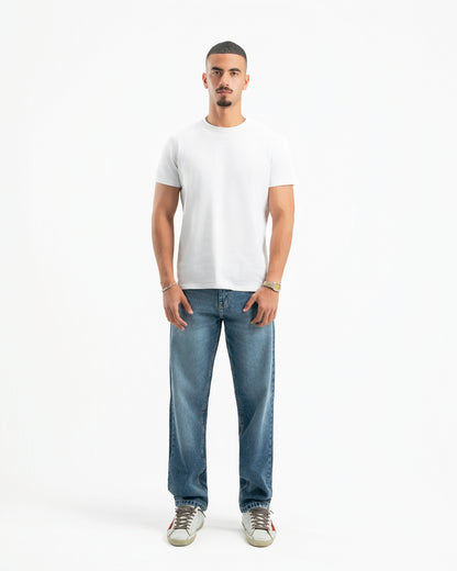 Mid Blue Men Straight Jeans
