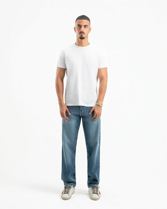 Mid Blue Men Straight Jeans