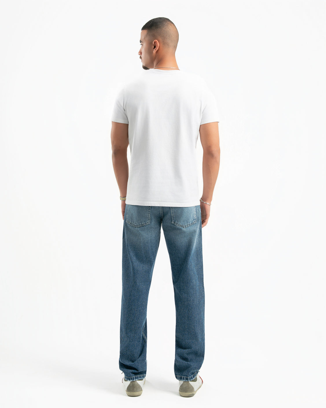 Mid Blue Men Straight Jeans