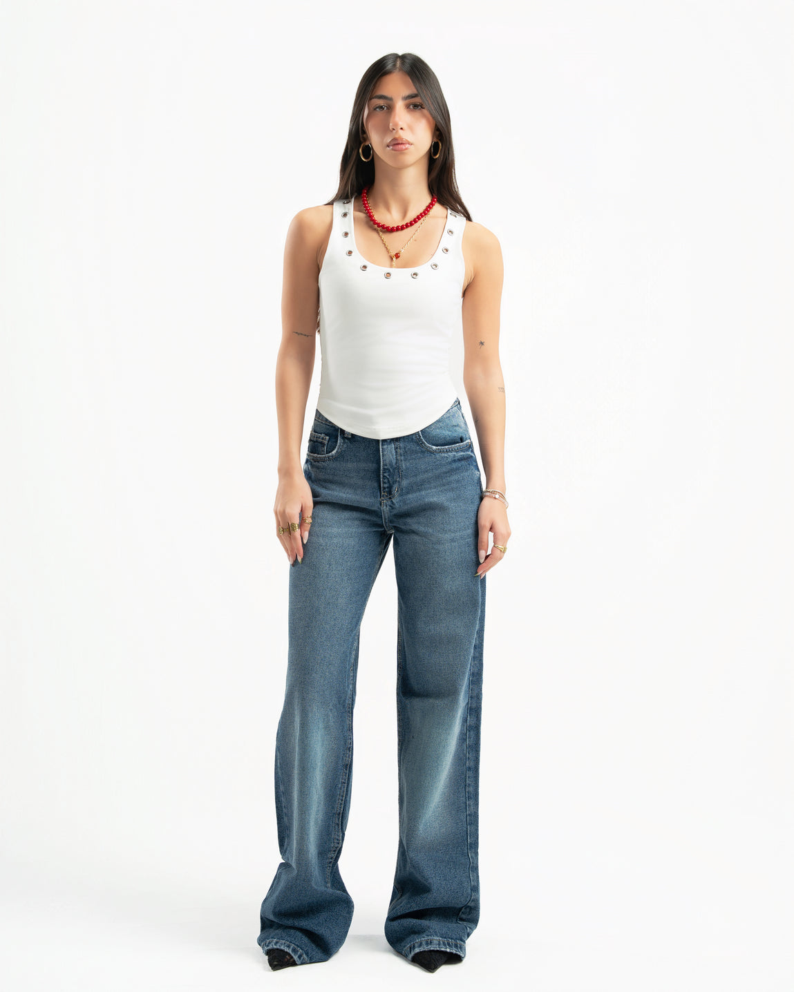 Mid Blue Women Straight Jeans