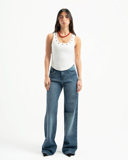 Mid Blue Women Straight Jeans